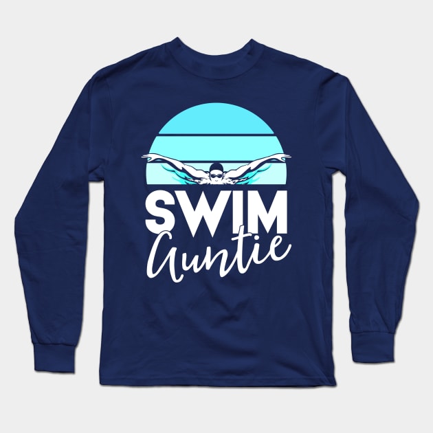 Swim Team Shirt Aunt Auntie Nephew Swimming Swimmer Gift Long Sleeve T-Shirt by 14thFloorApparel